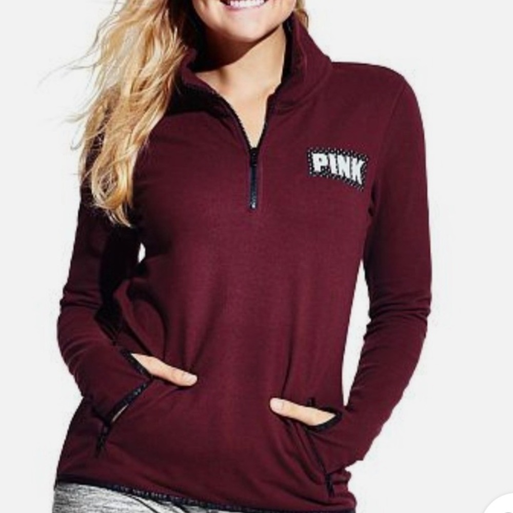 PINK Victoria’s Secret Maroon Quarter-Zip Top
